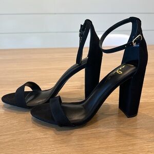 Lulu’s Taylor Black Suede Ankle Strap Heels